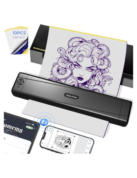 Impresora Tatuajes TATTMUSE A887-BK Inalámbrica Bluetooth Impresora Tatuajes TATTMUSE A887-BK Inalámbrica Bluetooth