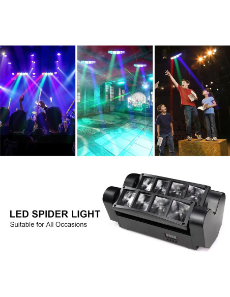 Luces de Cabeza Móvil Czgor 2 Paquete RGBW 8x3W DMX Luces de Cabeza Móvil Czgor 2 Paquete RGBW 8x3W DMX
