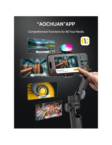 Gimbal Estabilizador 3 Ejes AOCHUAN Smart X Pro con Luz RGB
