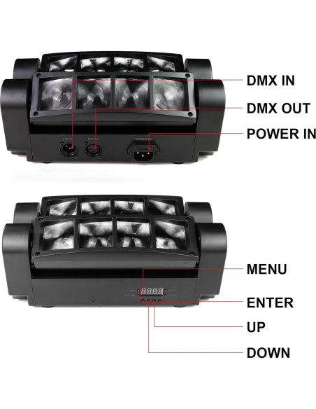 Luces de Cabeza Móvil Czgor 2 Paquete RGBW 8x3W DMX Luces de Cabeza Móvil Czgor 2 Paquete RGBW 8x3W DMX