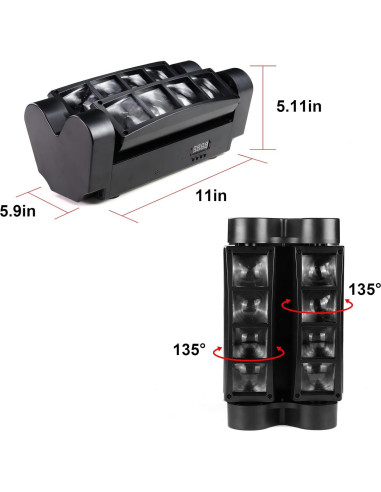 Luces de Cabeza Móvil Czgor 2 Paquete RGBW 8x3W DMX