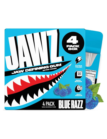 Chicle Jawz Gum Blue Razz - 4 Paquetes Sin Azúcar Chicle Jawz Gum Blue Razz - 4 Paquetes Sin Azúcar