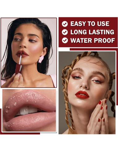 Lápiz Labial Líquido Mate QIUFSSE 02 Naranja Larga Duración