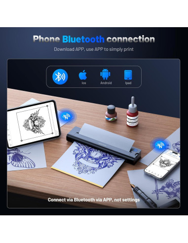 Impresora de Tatuajes EXTOLINK A41 Inalámbrica 2600mAh