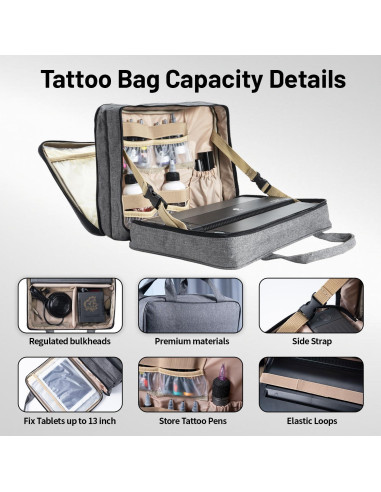 Bolsa de Tatuaje Phomemo Estuche de Viaje Gris 31.75x13.97cm