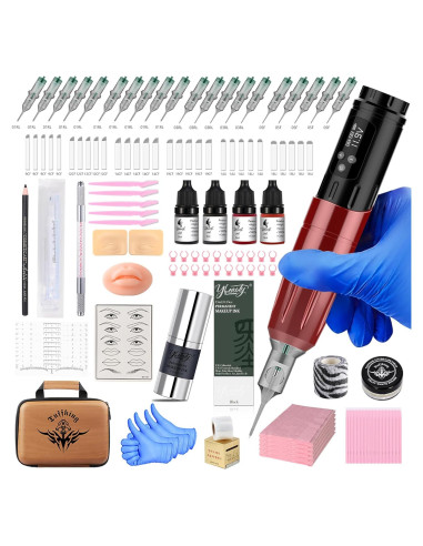 Kit de microblading Ybeauty con 50 agujas y 5 tintas