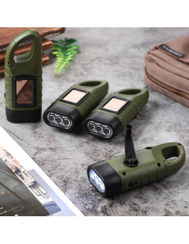 4 Linternas de Manivela Solar Oudain para Camping y Emergencias