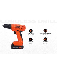 Taladro Inalámbrico BLACK+DECKER 20V MAX + Kit 34 Piezas 2
