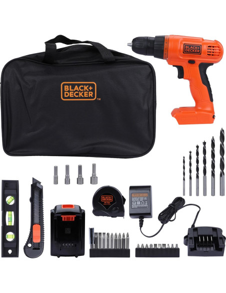 Taladro Inalámbrico BLACK+DECKER 20V MAX + Kit 34 Piezas Taladro Inalámbrico BLACK+DECKER 20V MAX + Kit 34 Piezas