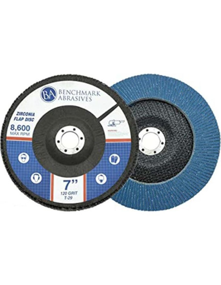 Discos de Aleta 7" Benchmark Abrasives 120 Grano Zirconia Discos de Aleta 7" Benchmark Abrasives 120 Grano Zirconia