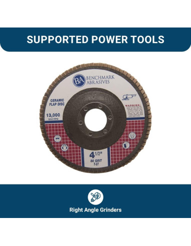 Discos de Aleta Cerámica 4.5" Benchmark Abrasives - Paquete de 10