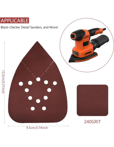 Papel de Lija 240 Grano Ismosm 50PCS para Lijadora de Ratón