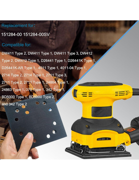 Paquete de 2 almohadillas de lija Toromp para DeWalt 151284-00 Paquete de 2 almohadillas de lija Toromp para DeWalt 151284-00