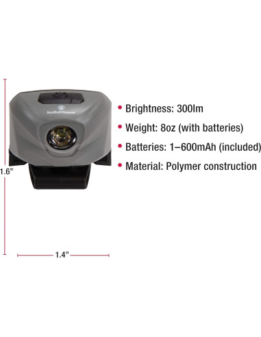 Linterna de Cabeza Smith & Wesson Night Guard RXP 340 Lúmenes
