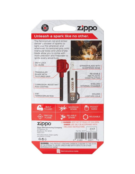 Encendedor Zippo Mag Strike Rojo con Chispas Rápidas Encendedor Zippo Mag Strike Rojo con Chispas Rápidas