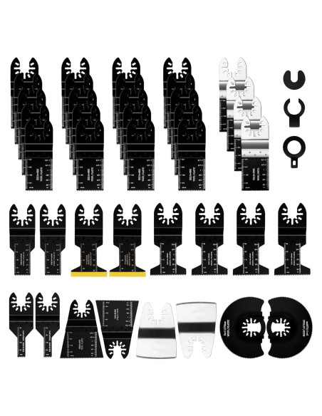 Kit 43 Piezas Cuchillas Oscilantes PETOX para Madera y Metal Kit 43 Piezas Cuchillas Oscilantes PETOX para Madera y Metal