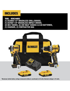 DEWALT Kit Taladro/Atornillador 20V MAX XR 2 Baterías 2Ah 2