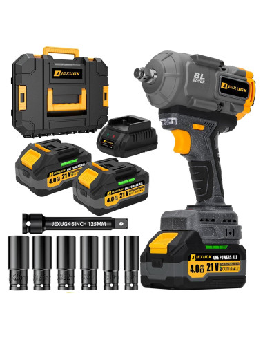 Llave de Impacto Inalámbrica JEXUGK 1500Nm 21V con 2 Baterías