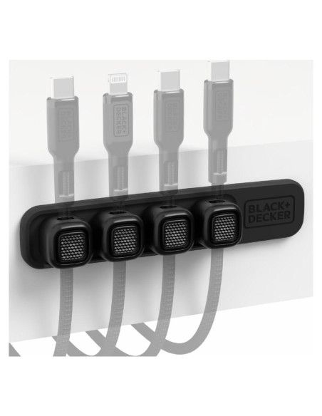 Organizador de Cables Magnético BLACK+DECKER 4 Clips Negro Organizador de Cables Magnético BLACK+DECKER 4 Clips Negro