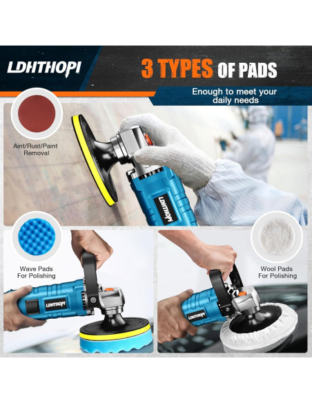 Pulidor Rotativo LDHTHOPI 1600W 7" 7 Velocidades Pulidor Rotativo LDHTHOPI 1600W 7" 7 Velocidades