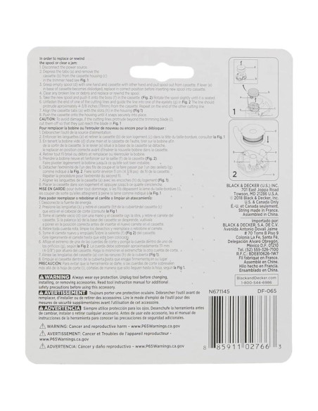 Carrete Repuesto Doble Línea Black+Decker DF-065 12,19 m Carrete Repuesto Doble Línea Black+Decker DF-065 12,19 m
