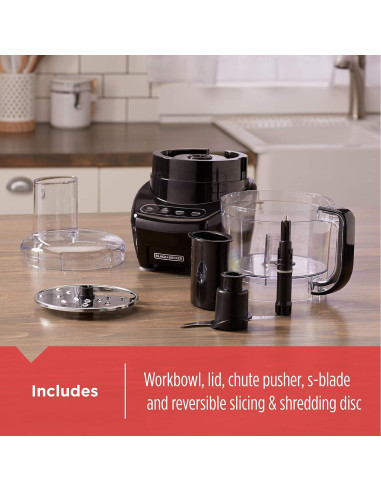 Procesador de Alimentos BLACK+DECKER 8 Tazas 450W Acero Inoxidable