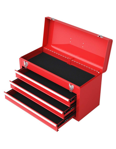 Caja de Herramientas Goplus 20" con 3 Cajones y Cierre Automático