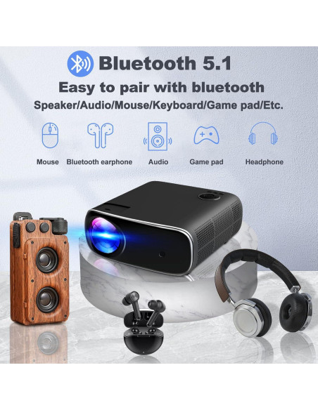 Proyector Full HD Lezoura 1080P WiFi y Bluetooth 800 Lúmenes Proyector Full HD Lezoura 1080P WiFi y Bluetooth 800 Lúmenes