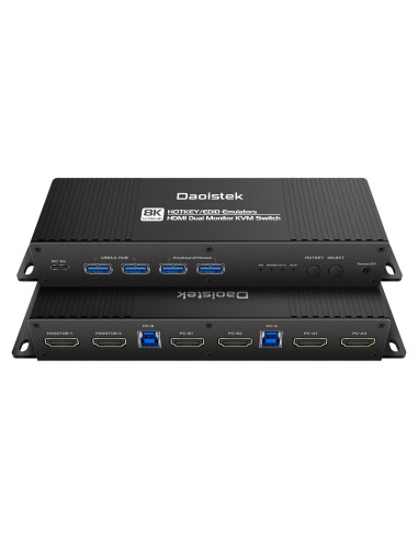 KVM Switch HDMI 2 Monitores 2 Computadoras 4K 144Hz Daoistek