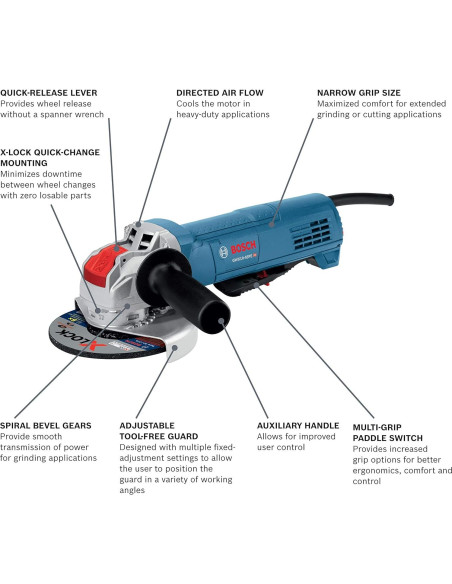 Amoladora Angular Bosch GWX10-45PE 4.5" X-LOCK Ergonómica Amoladora Angular Bosch GWX10-45PE 4.5" X-LOCK Ergonómica