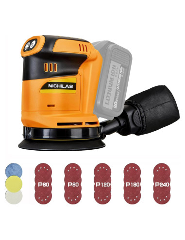 Lijadora Orbital Inalámbrica Nichilas 20V 6 Velocidades 21000RPM