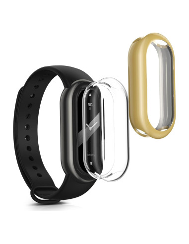 Funda Silicona TPU KW-Mobile para Xiaomi Mi Band 8 - Transparente/Oro