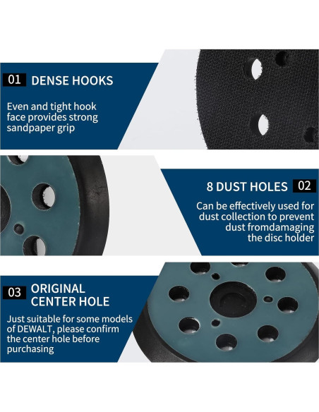 Paquete de 2 Almohadillas Lijado Dewalt 12,7 cm 8 Agujeros Paquete de 2 Almohadillas Lijado Dewalt 12,7 cm 8 Agujeros