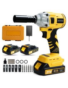 Llave de Impacto Inalámbrica SKOVENSY 350N.m 2 Baterías Amarillo