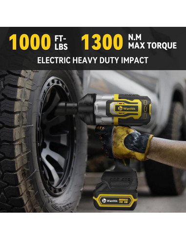 Llave de impacto inalámbrica WANTTIK 21V 1300 Nm con batería