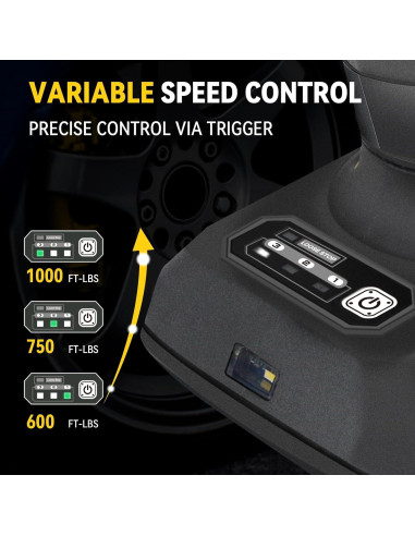 Llave de impacto inalámbrica WANTTIK 21V 1300 Nm con batería