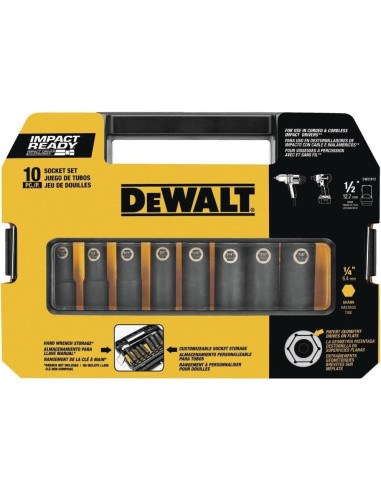 Juego de Enchufes de Impacto DEWALT 10 Piezas 1/2"