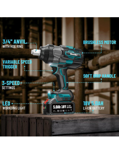Llave de impacto Seesii WH1000 1600N.m 21V con batería
