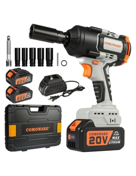 Llave de Impacto Inalámbrica COMOWARE 20V 1000N.m 2 Baterías Llave de Impacto Inalámbrica COMOWARE 20V 1000N.m 2 Baterías