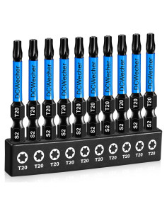 Paquete 10 Puntas Torx T20 5,08 cm Acero S2 Magnéticas
