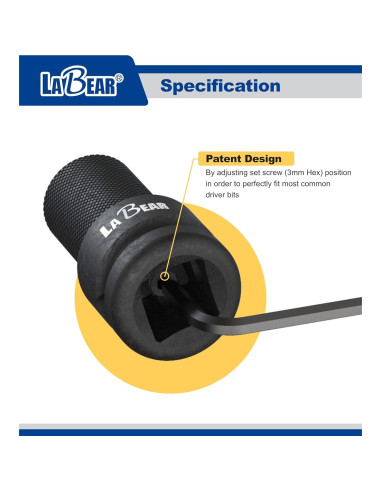 Adaptador de Llave de Impacto LABEAR 3/8" a 1/4" Hex
