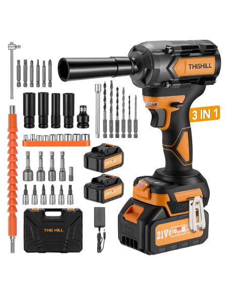 Llave de Impacto Inalámbrica This Hill 45PCS 600Nm 21V Llave de Impacto Inalámbrica This Hill 45PCS 600Nm 21V