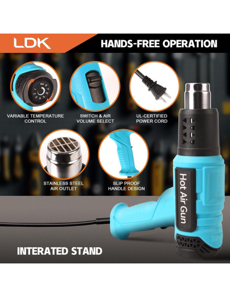 Pistola de Calor LDK 2000W con 4 Boquillas y Control T Pistola de Calor LDK 2000W con 4 Boquillas y Control T