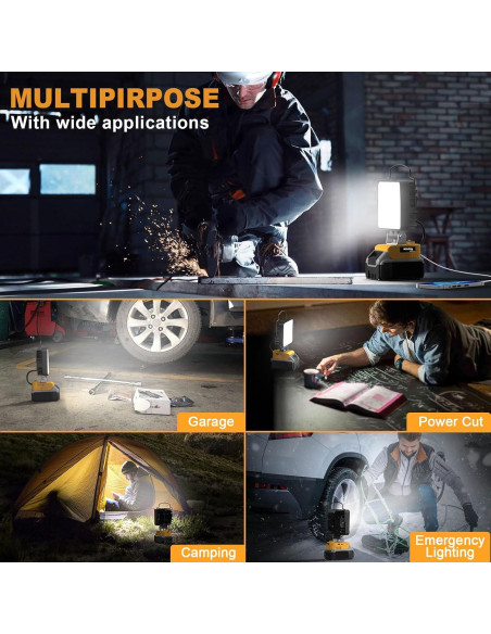 Luz de trabajo LED MtiolHig 48W 4800Lumen para Dewalt 20V Luz de trabajo LED MtiolHig 48W 4800Lumen para Dewalt 20V