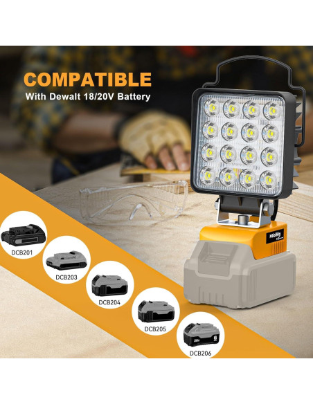 Luz de trabajo LED MtiolHig 48W 4800Lumen para Dewalt 20V Luz de trabajo LED MtiolHig 48W 4800Lumen para Dewalt 20V