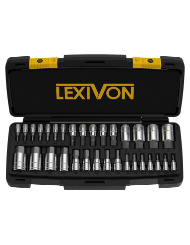 Conjunto de Enchufes HEX LEXIVON 32 Piezas Métricas y SAE