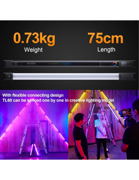 Godox TL60 Kit de Luz LED RGB 4 Tubos 2700K-6500K Godox TL60 Kit de Luz LED RGB 4 Tubos 2700K-6500K