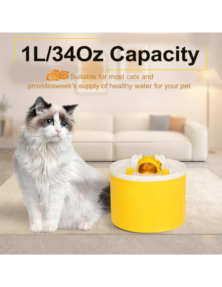 Fuente de Agua Cerámica para Gatos Katlikatqi 1.2L Ultra-Silenciosa Fuente de Agua Cerámica para Gatos Katlikatqi 1.2L Ultra-Silenciosa