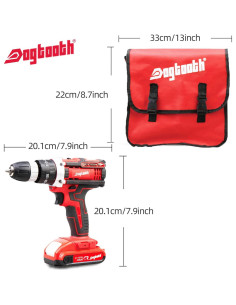 Taladro Inalámbrico DOGTOOTH 21V, 2 Baterías 2.0 Ah, 1350 RPM 2