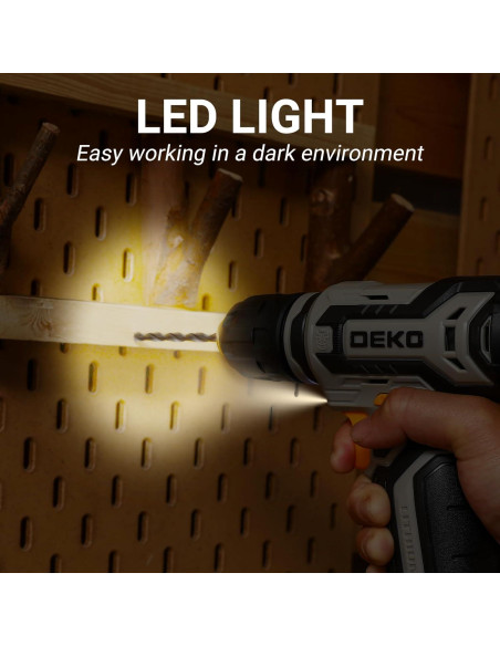 Taladro Inalámbrico DEKO PRO 12V con Luz LED y Accesorios Taladro Inalámbrico DEKO PRO 12V con Luz LED y Accesorios